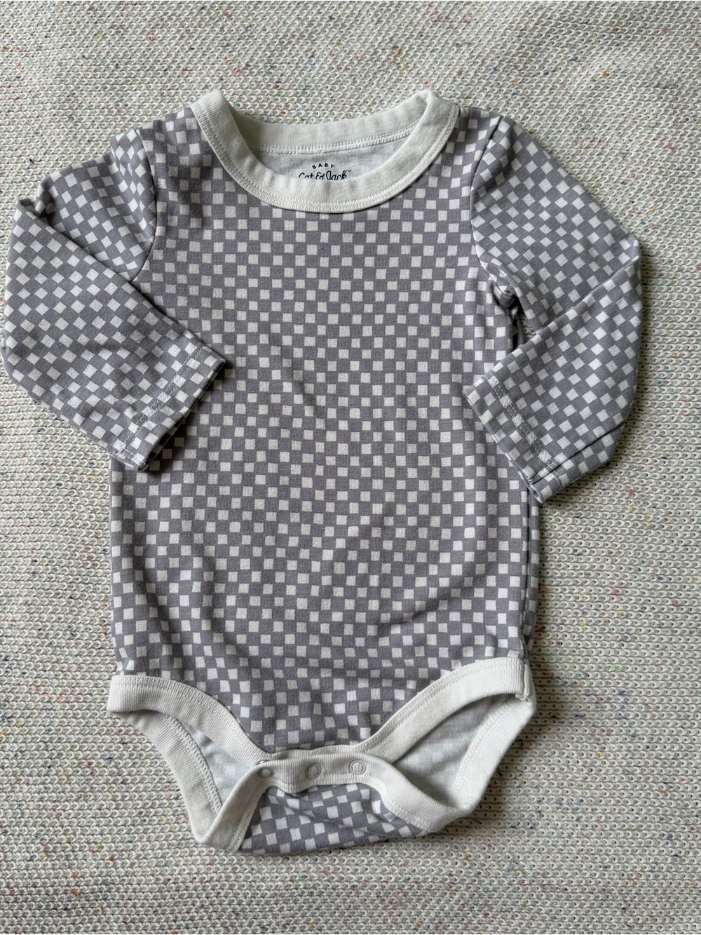 Cat & Jack Gray and White Checkerboard Long-Sleeve Baby Bodysuit